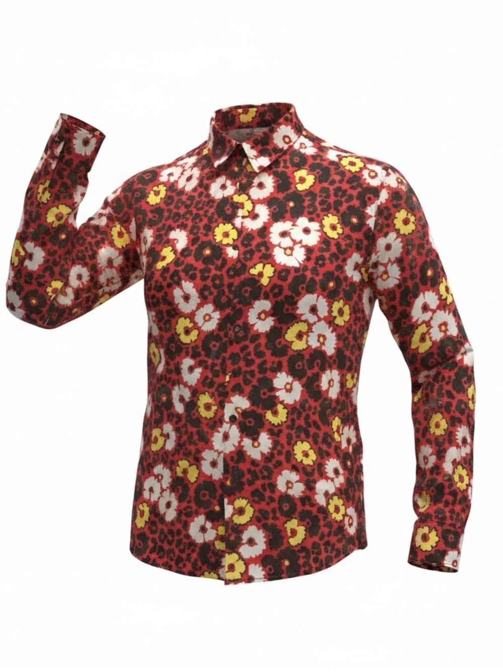 The Kooples Men’s M Animal Print Floral Button Down Shirt Slim Fit Unisex NWT